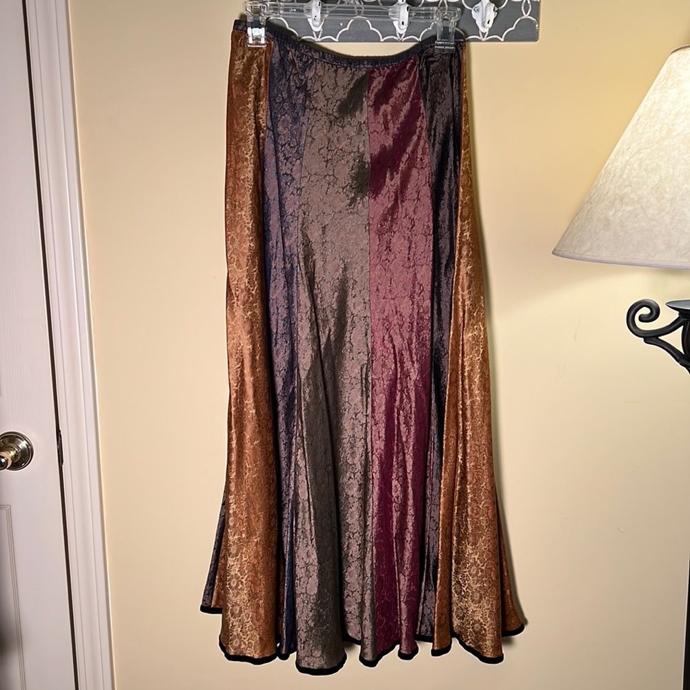 Chico's Elegant Brown and Purple Midi Skirt